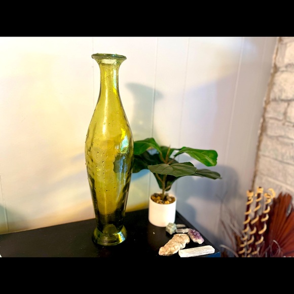 Recycled Green Optic Glass Bottle/Vase